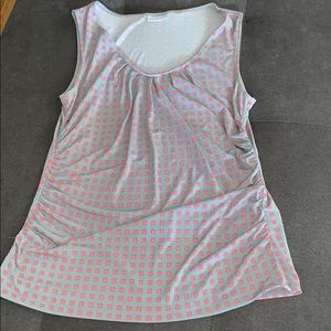 Gray and coral New York & Co dressy tank Sz L